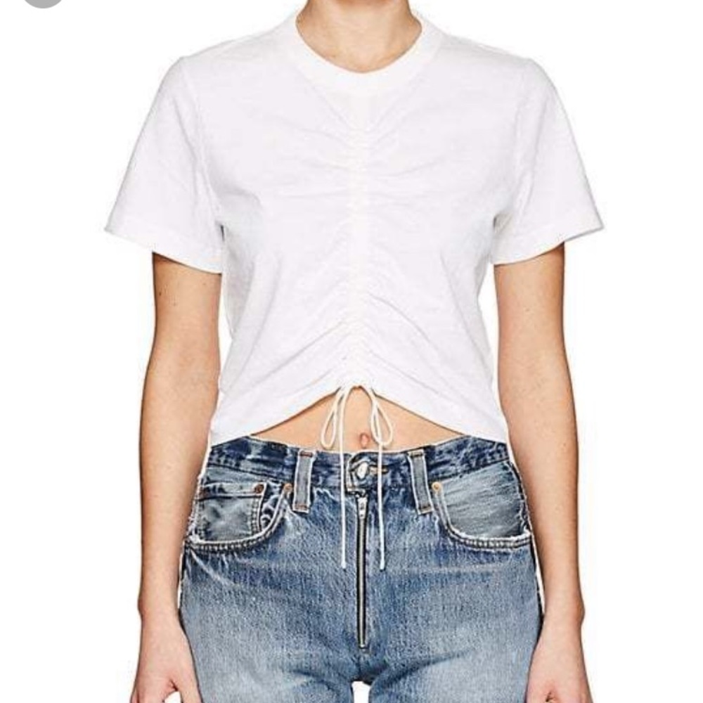 T by Alexander wang cropped ruched top white